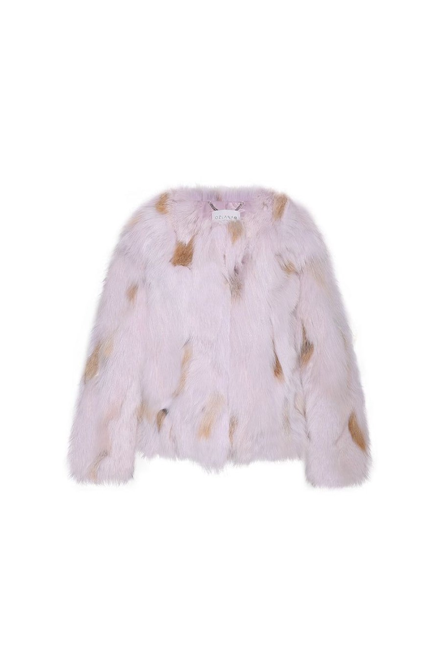 OZLANA Full Fur Jackets | Spotlight Round Neck Fox Fur Jacket (Pink)