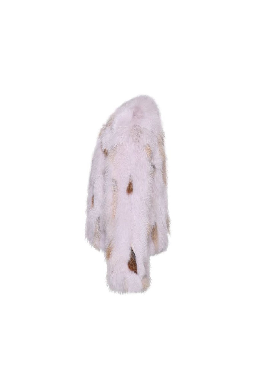 OZLANA Full Fur Jackets | Spotlight Round Neck Fox Fur Jacket (Pink)