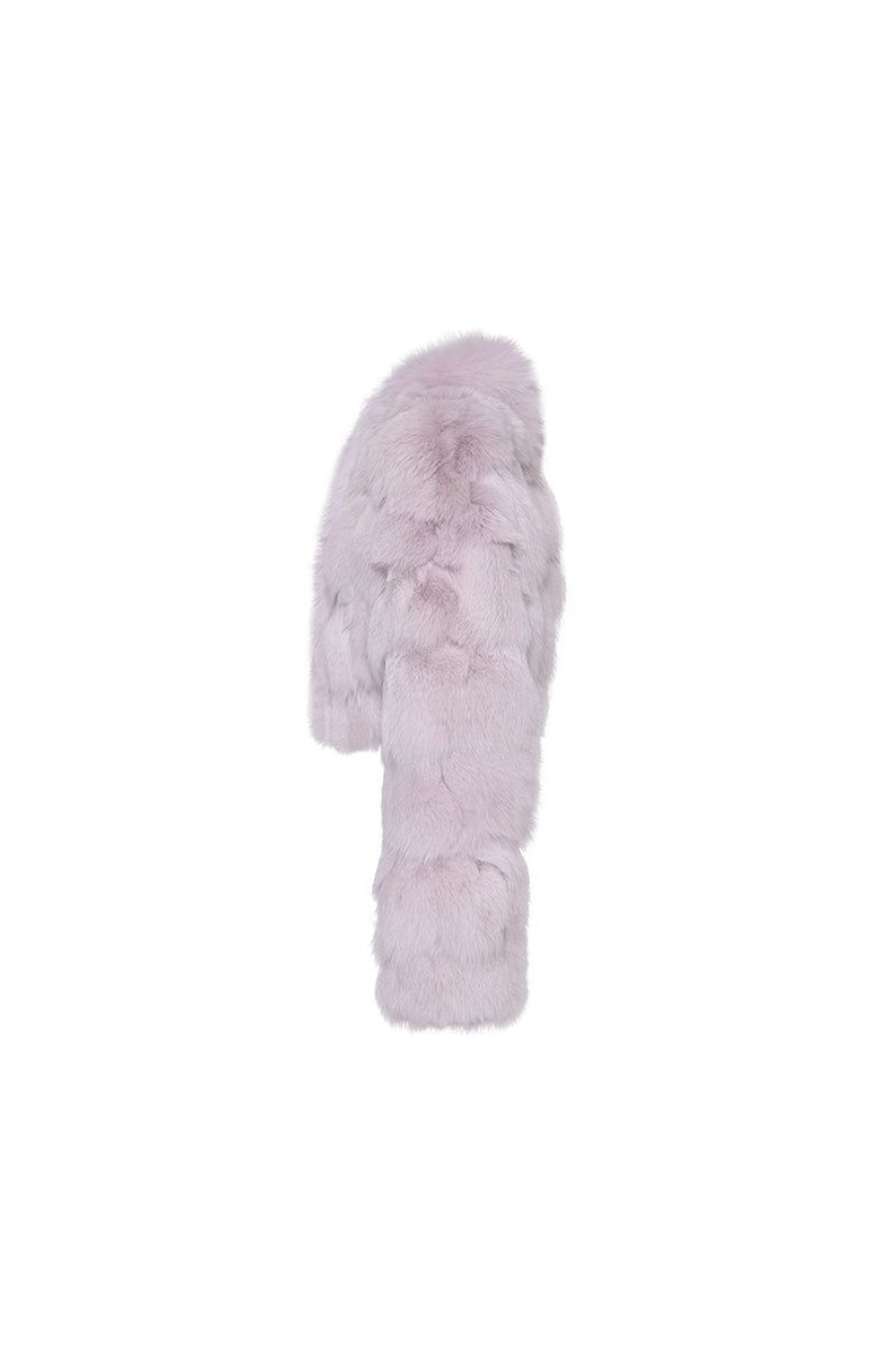 OZLANA Full Fur Jackets | Cloud Bubble Crop V Neck Fox Fur Jacket (Purple)