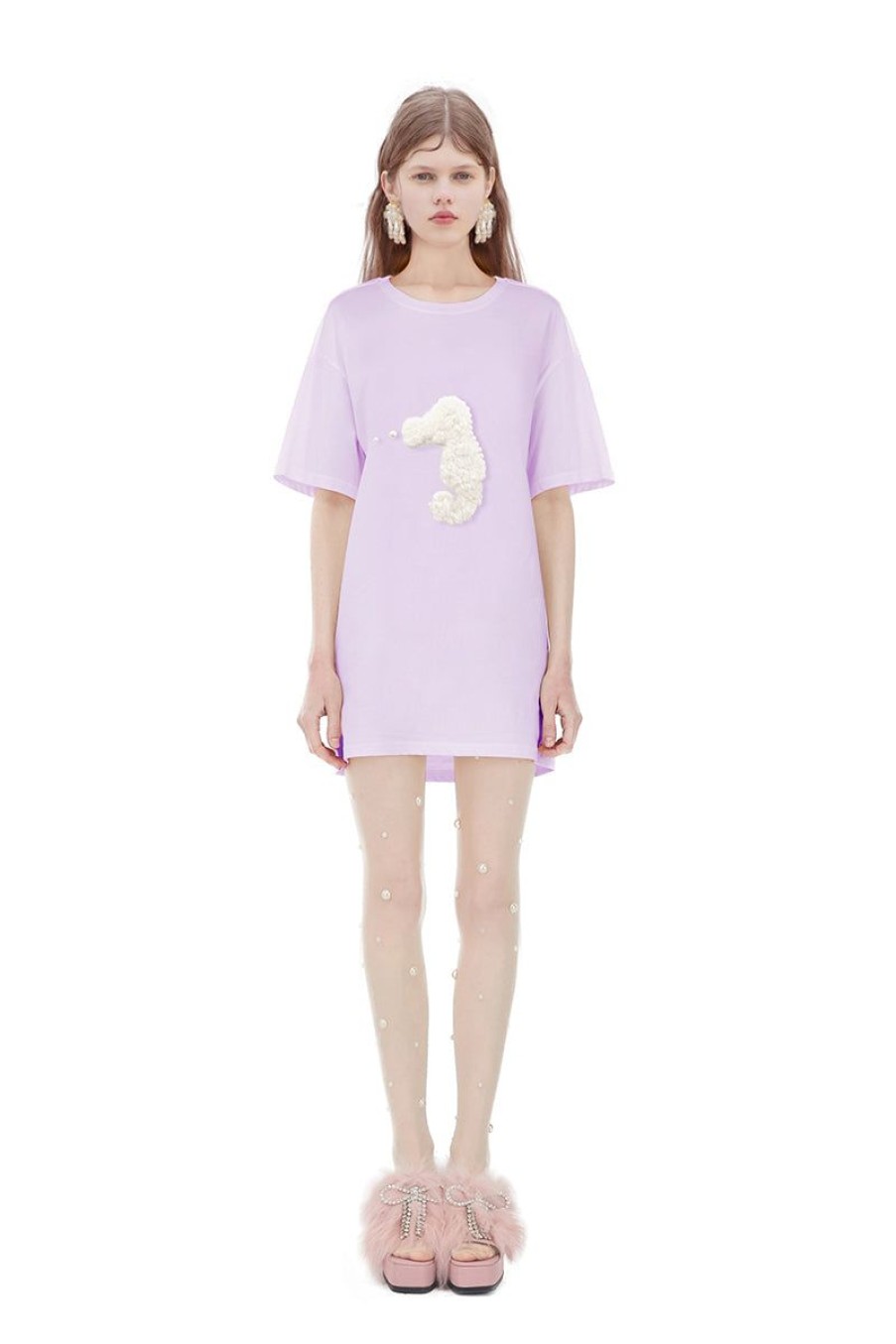 OZLANA Tee Shirts | Plush Cartoon Animal T-Shirt(Purple )