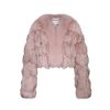 OZLANA Full Fur Jackets | Cloud Bubble Crop V Neck Fox Fur Jacket (Pink)