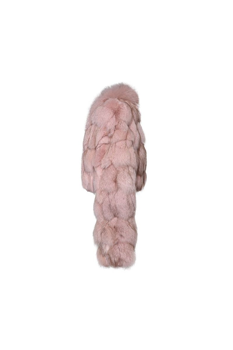 OZLANA Full Fur Jackets | Cloud Bubble Crop V Neck Fox Fur Jacket (Pink)