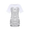 OZLANA Dresses & Sets | Moon Tides Silver Gathered Layered Dress(White)