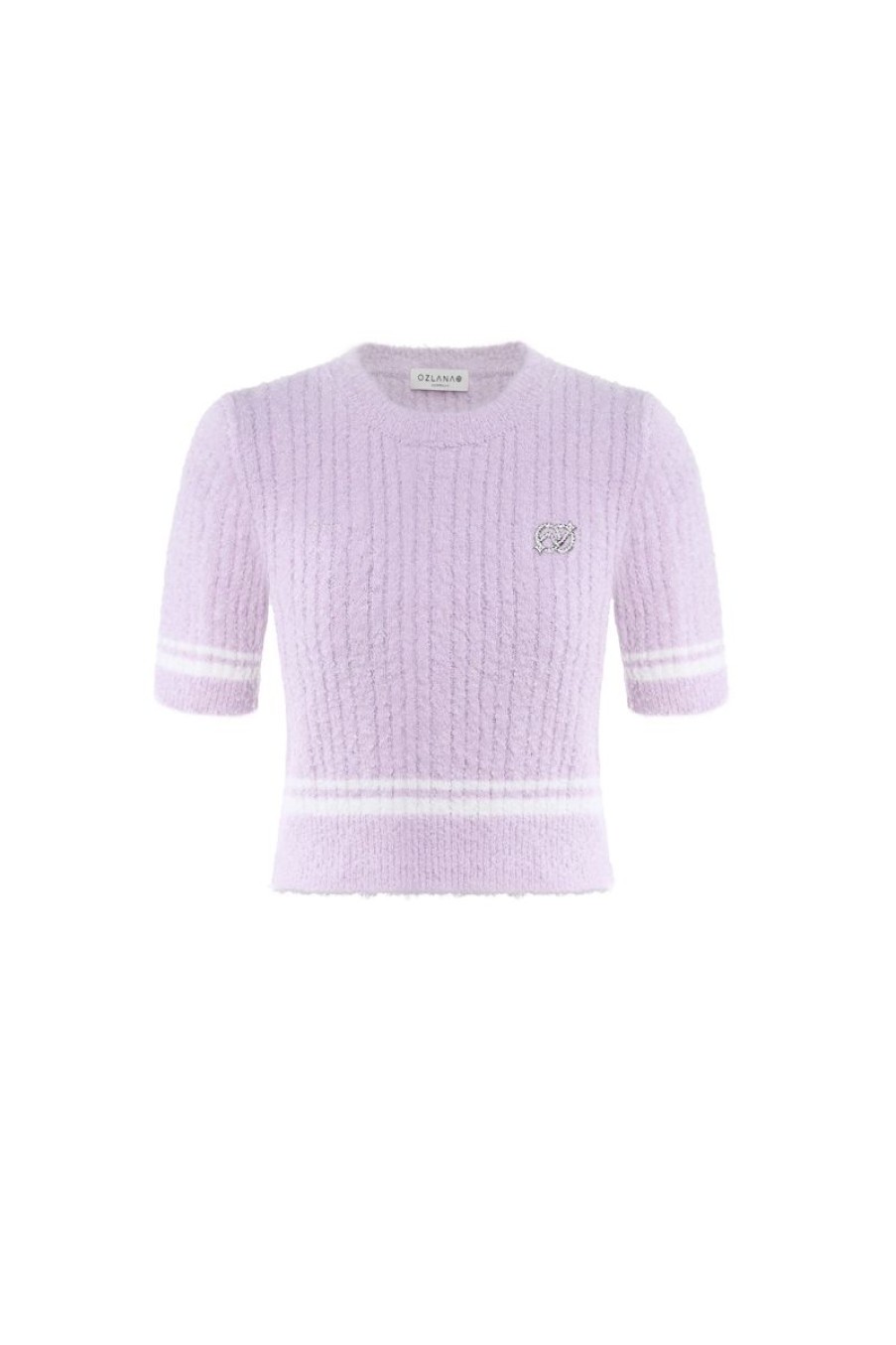 OZLANA Tops | Diamond Doll Crop Knit (Purple)