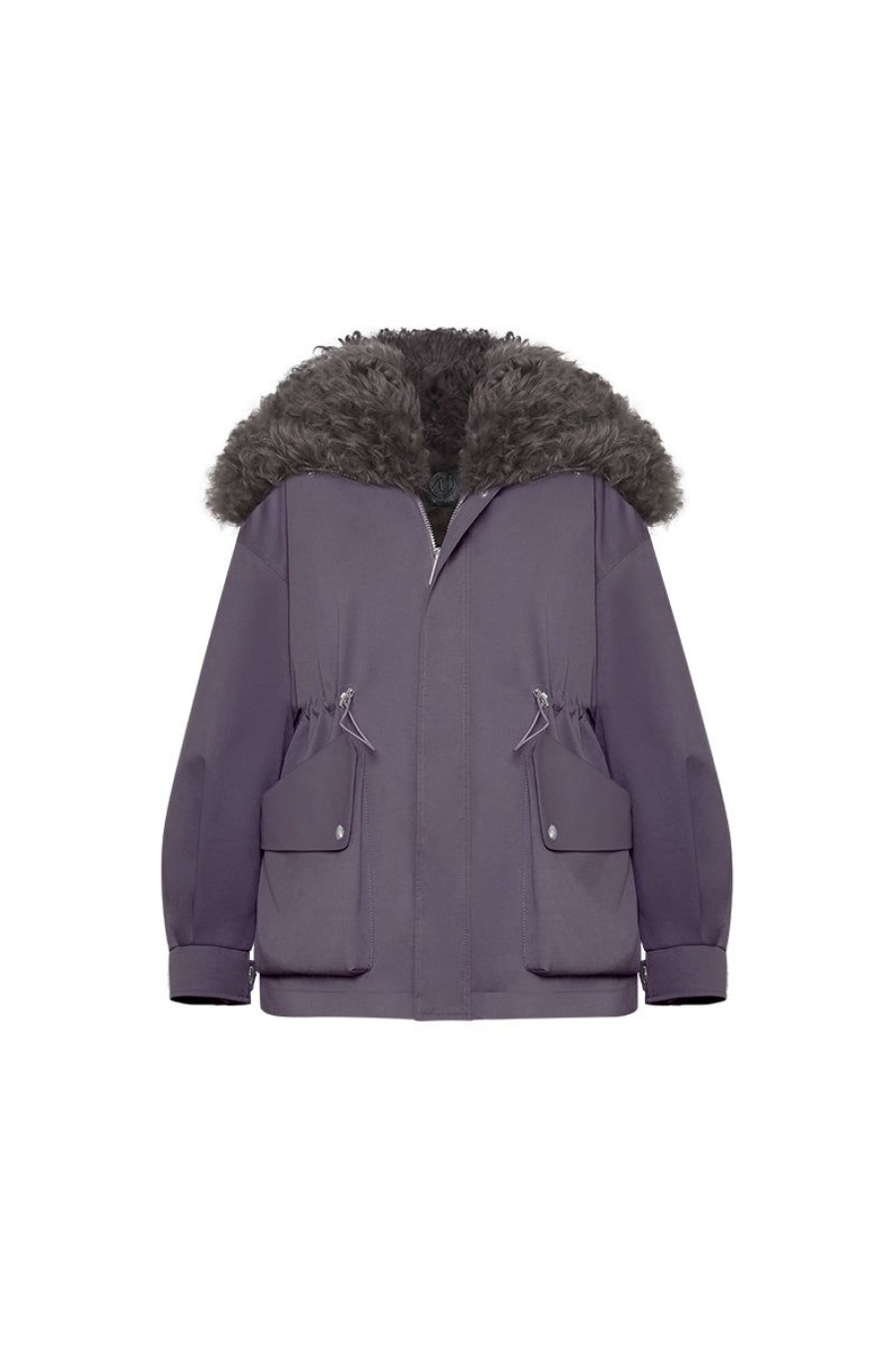 OZLANA Classic & Designer Parkas | Crystal Purple Lapel Parka