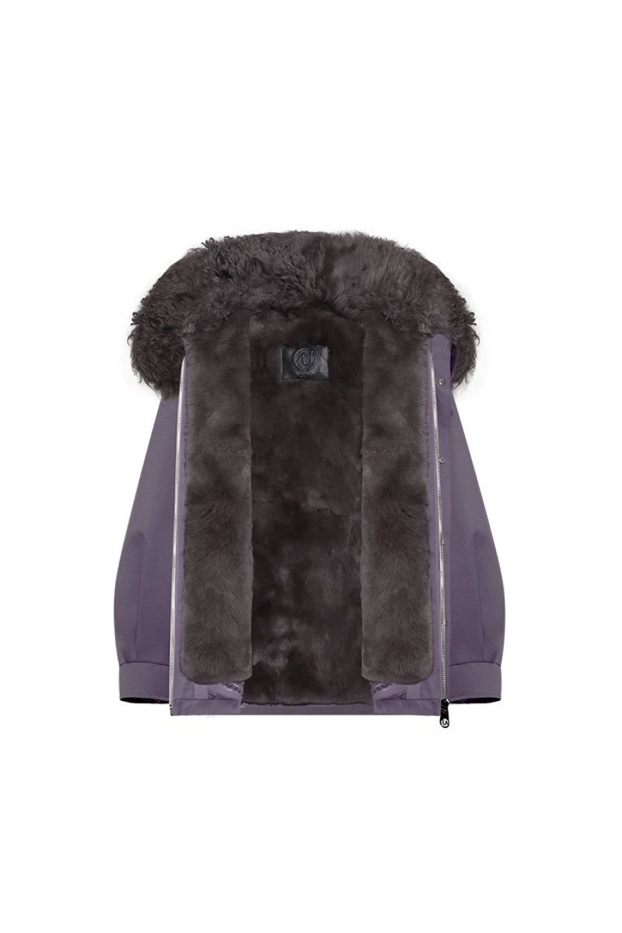 OZLANA Classic & Designer Parkas | Crystal Purple Lapel Parka