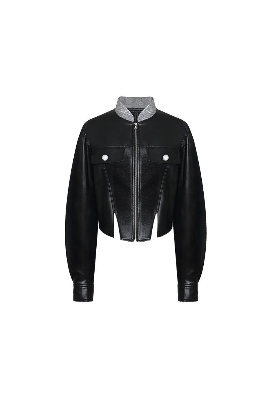 OZLANA Tops | Ozln Deconstructed Eco Leather Blazer(Black)