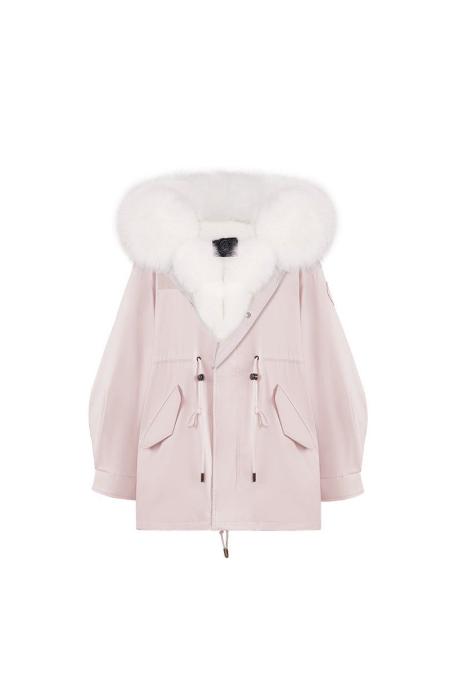 OZLANA Classic & Designer Parkas | Pink Oversize Parka+White Snow