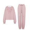 OZLANA Bottoms | Butterfly Oversized Sweatshirt Set(Pink)