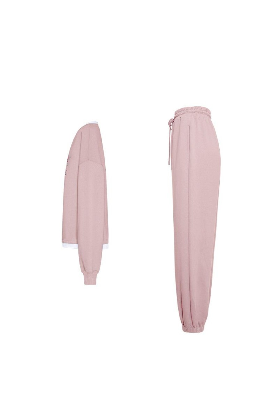 OZLANA Bottoms | Butterfly Oversized Sweatshirt Set(Pink)