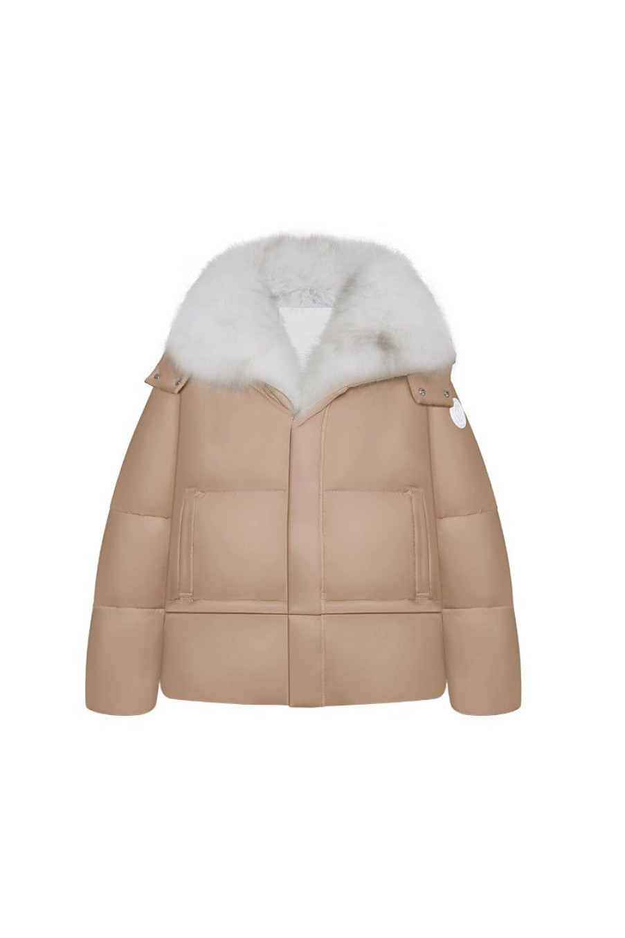 OZLANA Down Puffer Jackets | Versefox Fur Collar Multi-Wear Down Jacket(Camel)