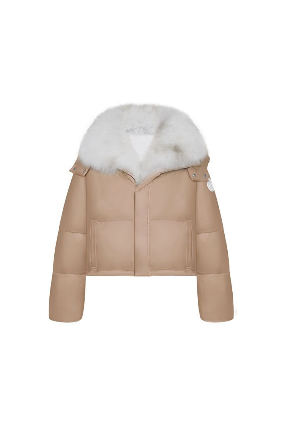 OZLANA Down Puffer Jackets | Versefox Fur Collar Multi-Wear Down Jacket(Camel)