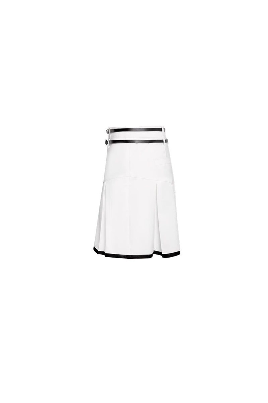 OZLANA Bottoms | Ozln Barre Double Belt Pleated Mini Skirt (White)