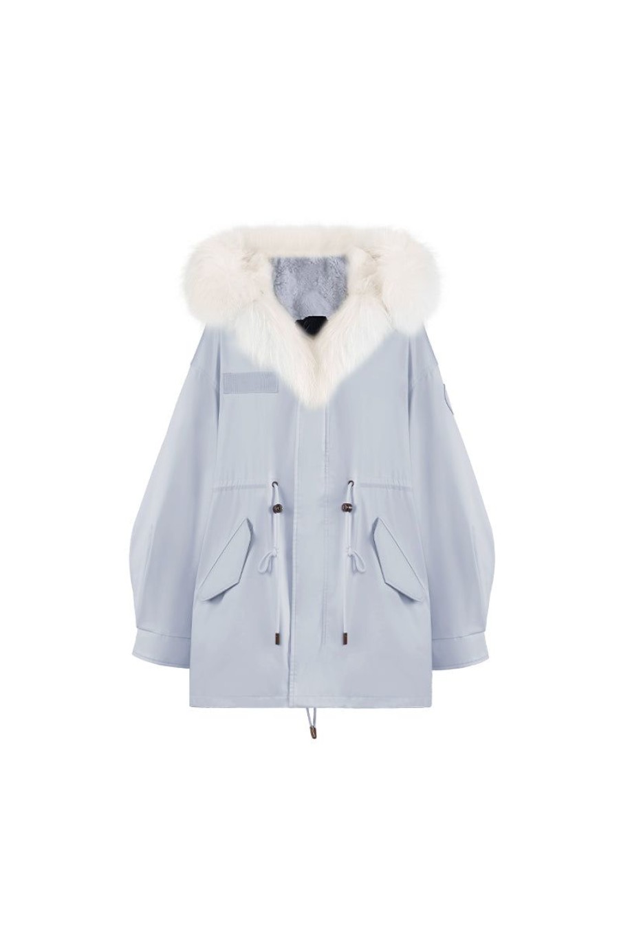 OZLANA Classic & Designer Parkas | Airy Blue Oversize Parka +Ocean Blue Ice Cream