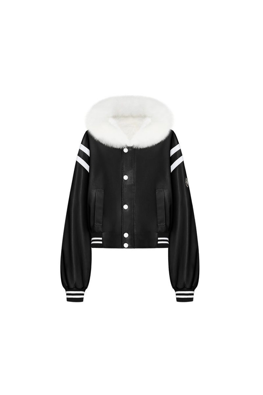 OZLANA Classic & Designer Parkas | Black Short Baseball Parka