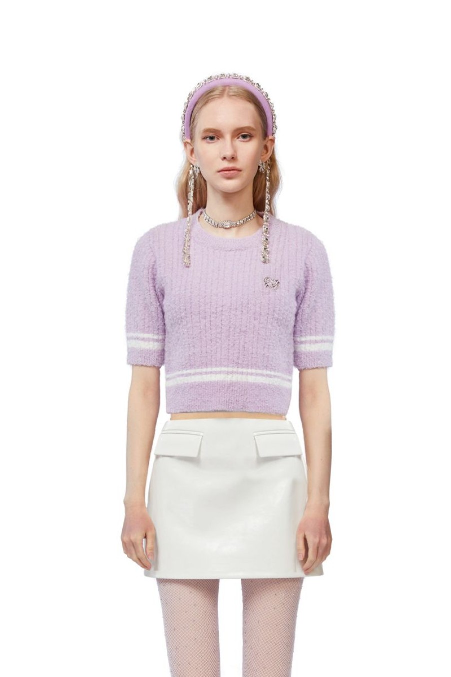 OZLANA Knits | Diamond Doll Crop Knit (Purple)