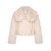 OZLANA Full Fur Jackets | Wide Lapel Crop Raccoon Fur Jacket(Cream )