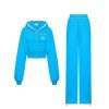 OZLANA Bottoms | Ozln Rhinestone Hoodie Sweat Suit Set(Electric Blue)