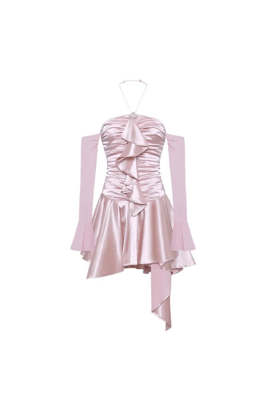 OZLANA Dresses & Sets | Divinity Gathered Ruffle Dress(Pink)