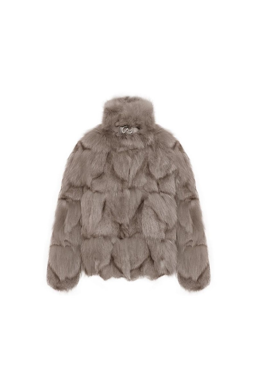 OZLANA Full Fur Jackets | Classic Buckle Collar Fox Fur Jacket (Mocha)