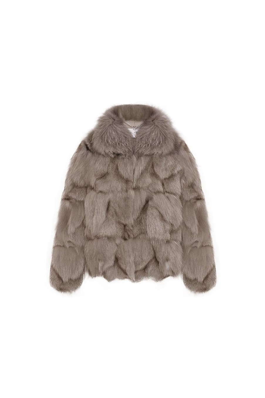 OZLANA Full Fur Jackets | Classic Buckle Collar Fox Fur Jacket (Mocha)