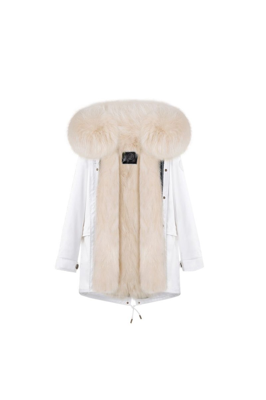 OZLANA Classic & Designer Parkas | White+Classic Creamy Raccoon