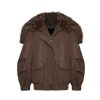 OZLANA Classic & Designer Parkas | Dark Brown Faux Leather Parka