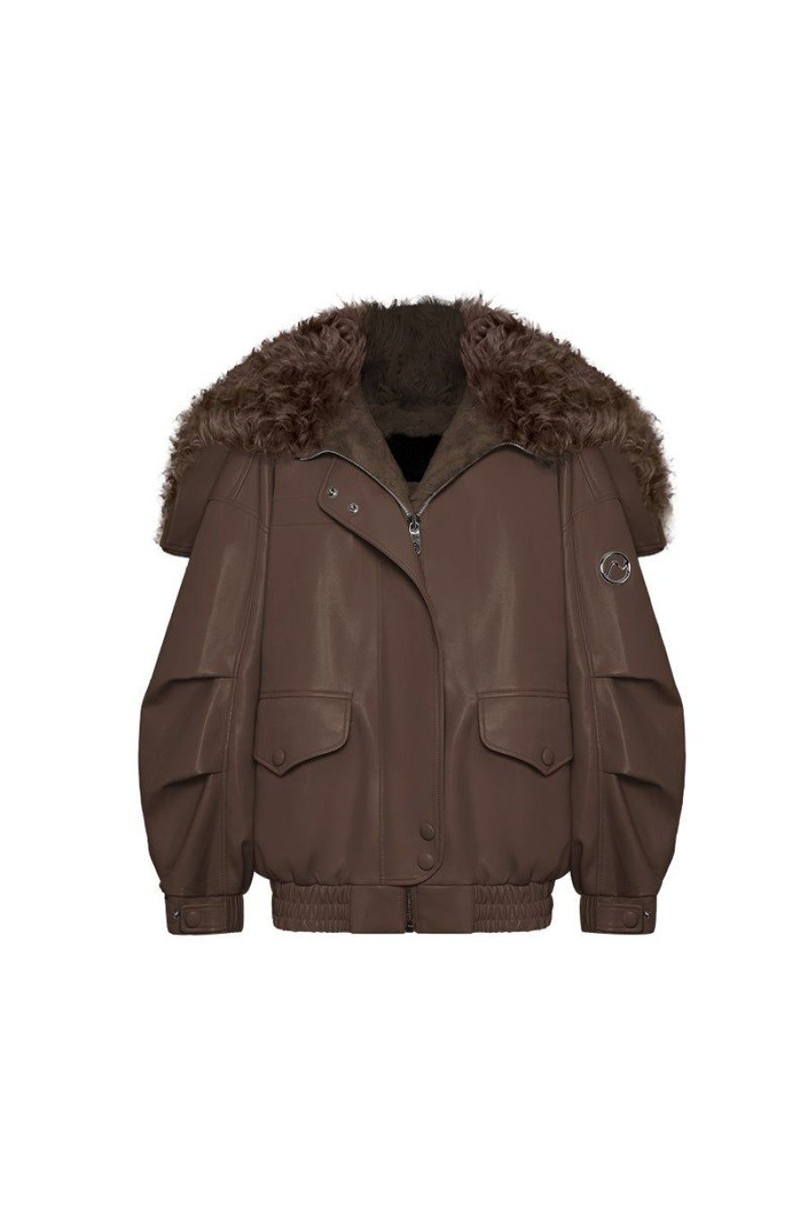 OZLANA Classic & Designer Parkas | Dark Brown Faux Leather Parka