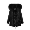 OZLANA Classic & Designer Parkas | Black+Classic Black Mink