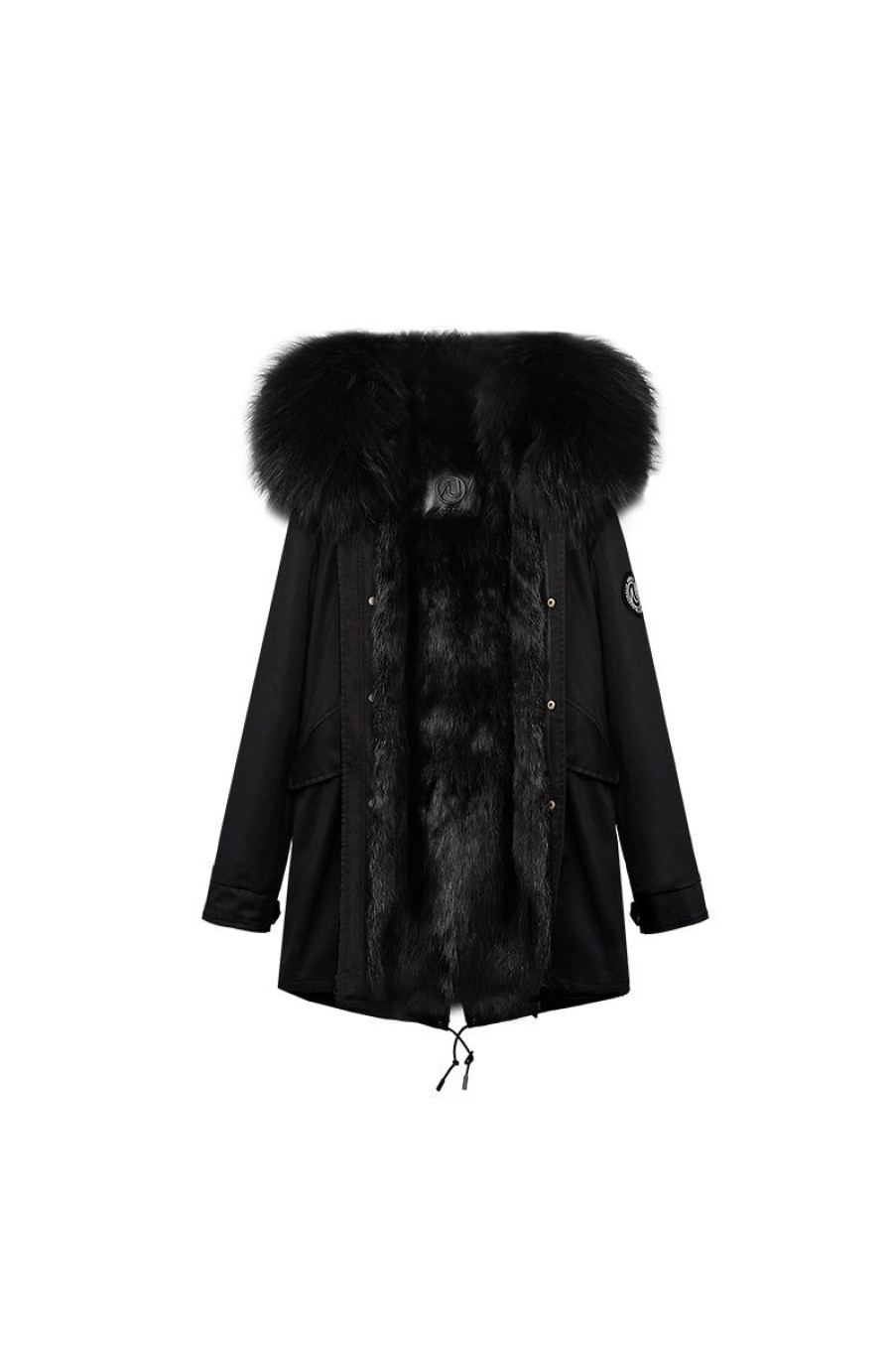 OZLANA Classic & Designer Parkas | Black+Classic Black Mink