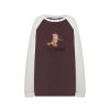 OZLANA Tops | Crewneck Dragon Printsweatshirt (Coffee Color+Cream)