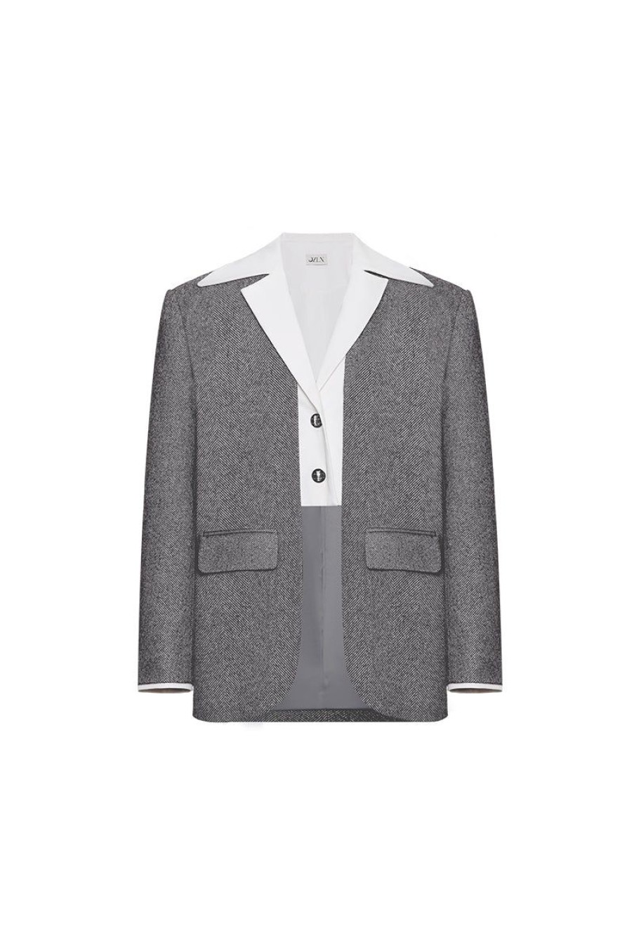 OZLANA Tops | Ozln Pseduo Shirt & Blazer Combo (Grey)