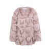 OZLANA Full Fur Jackets | Classic Round Neck Longline Fox Fur Jacket (Pink)