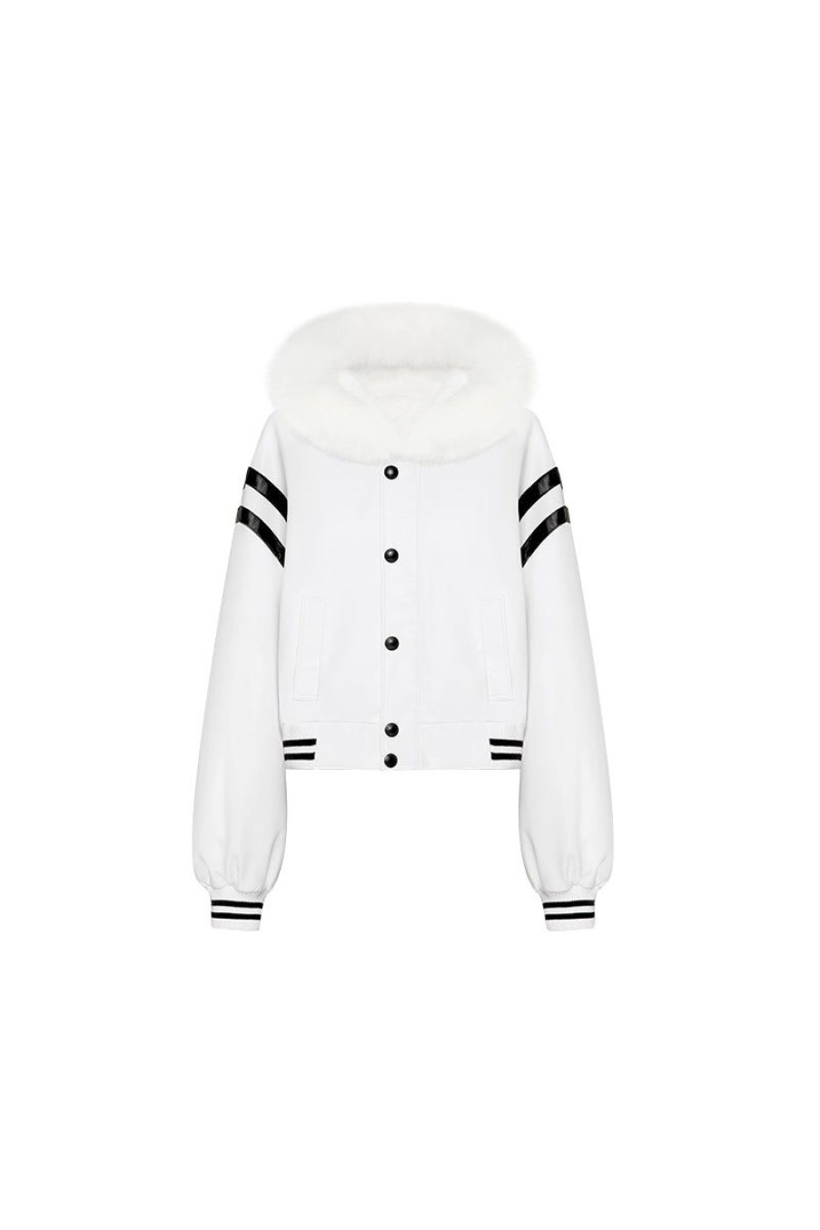 OZLANA Classic & Designer Parkas | White Short Baseball Parka