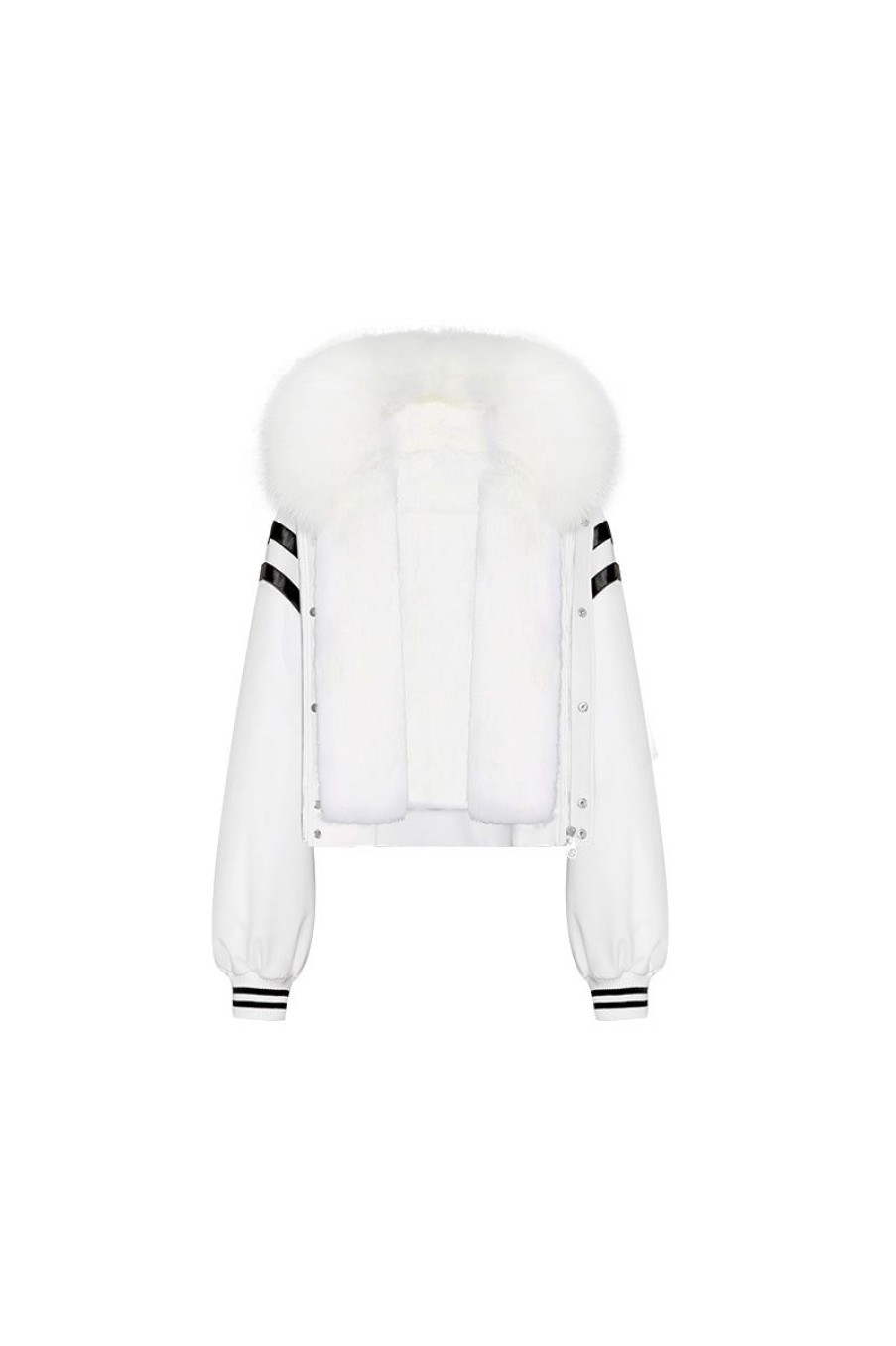 OZLANA Classic & Designer Parkas | White Short Baseball Parka