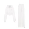 OZLANA Bottoms | Ozln Rhinestone Hoodie Sweat Suit Set(White)