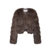 OZLANA Full Fur Jackets | Cloud Bubble V Neck Fox Fur Jacket (Mocha)