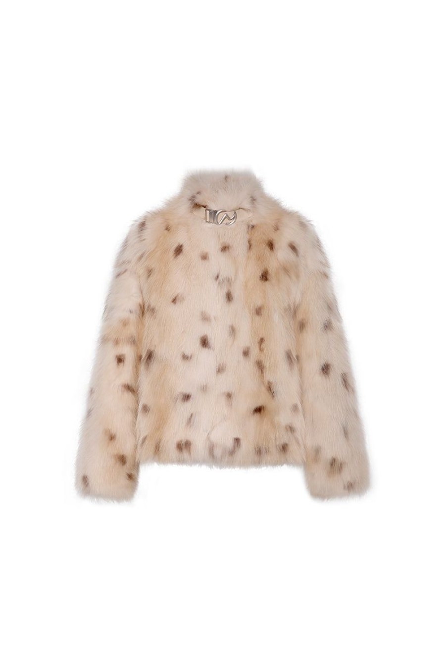 OZLANA Full Fur Jackets | Royal Buckle Collar Racoon Fur Jacket (Chestnut)