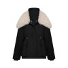 OZLANA Down Puffer Jackets | Avenue Wool Shearling Collar Multi-Wear Down Jacket(Black)