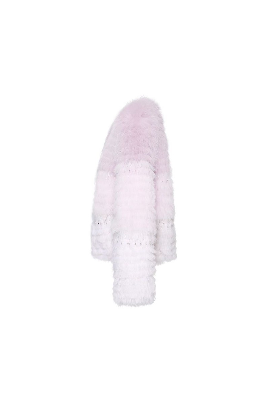 OZLANA Full Fur Jackets | Sunset Gradient Crystal Fox Fur Jacket(Purple Gradient)