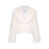 OZLANA Full Fur Jackets | Arc Cropped Wide Lapel Fox Fur Jacket (Cream)