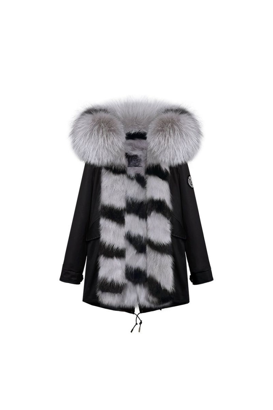 OZLANA Classic & Designer Parkas | Black +Grey Zebra