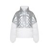 OZLANA Down Puffer Jackets | Ice Land Colour Contrastdown Cropped Jacket(Silver)