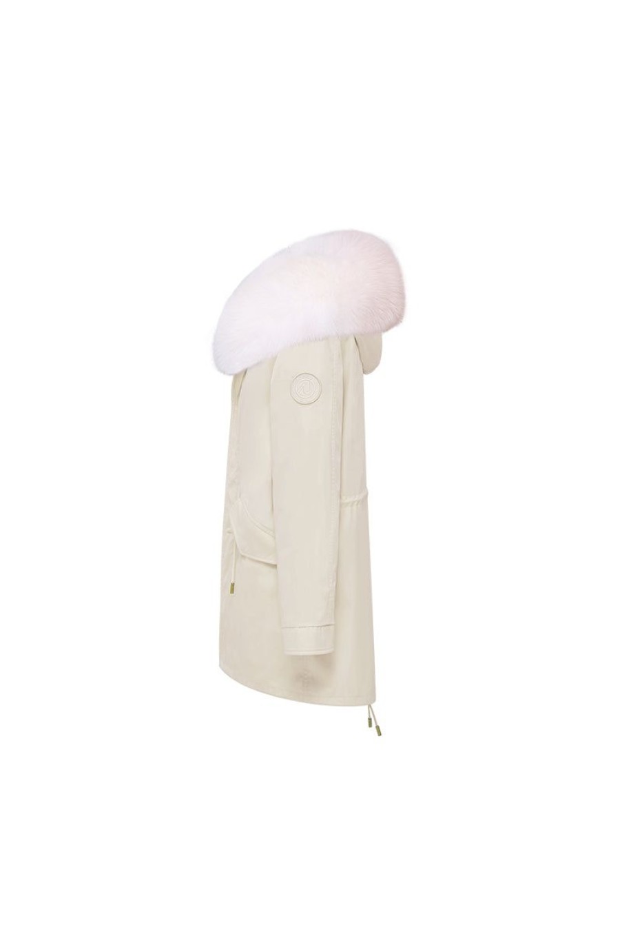 OZLANA Classic & Designer Parkas | Cream White+Dreamy Flowering Shrubs