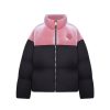 OZLANA Down Puffer Jackets | Melting Rose Heart Contrast Casual Puffer Jacket(Pink+Black)