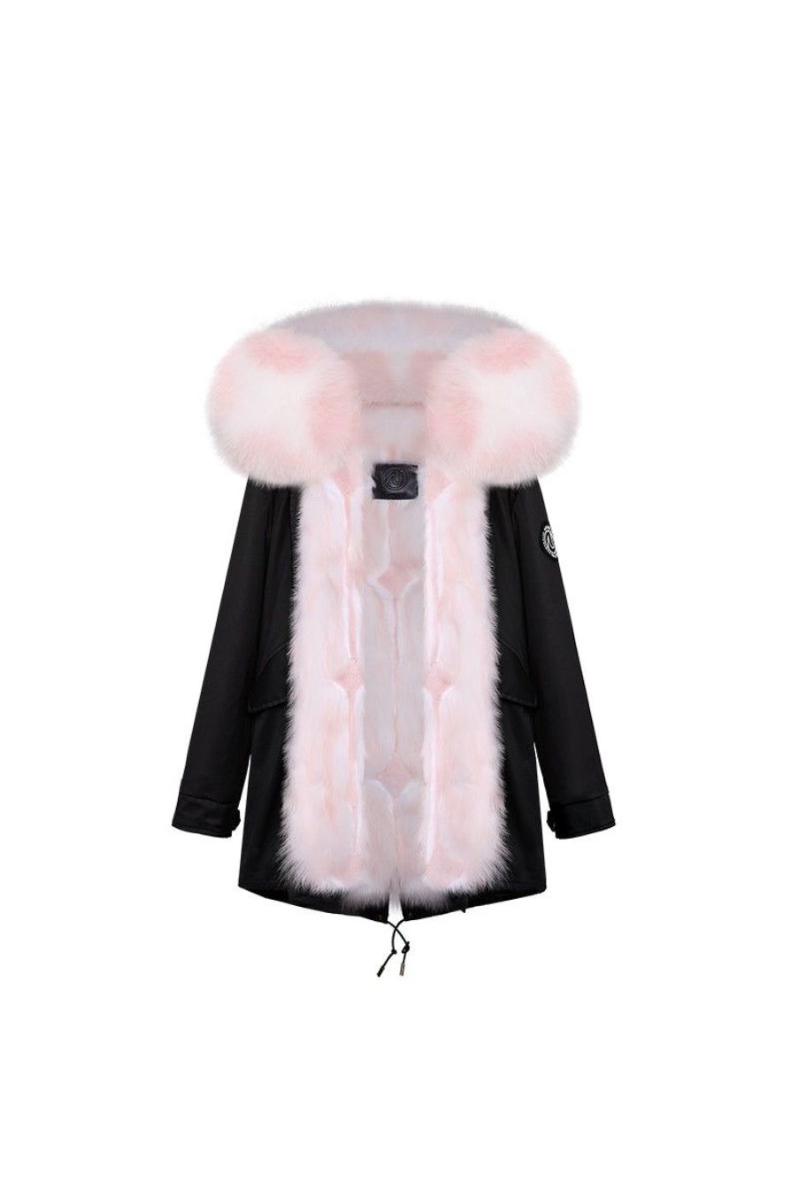 OZLANA Classic & Designer Parkas | Black+Pink Diamond