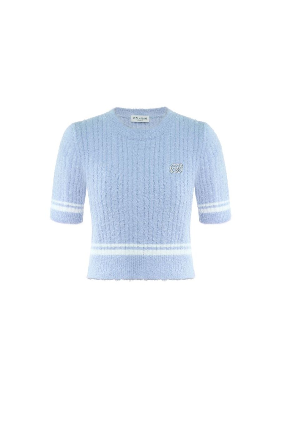 OZLANA Knits | Diamond Doll Crop Knit (Blue)