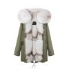 OZLANA Classic & Designer Parkas | Khaki Green + Classic Snow Fox