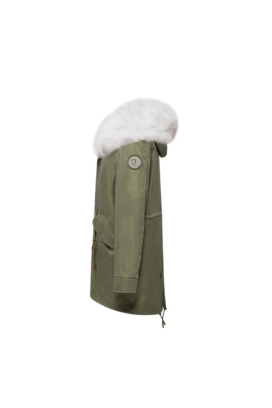 OZLANA Classic & Designer Parkas | Khaki Green + Classic Snow Fox