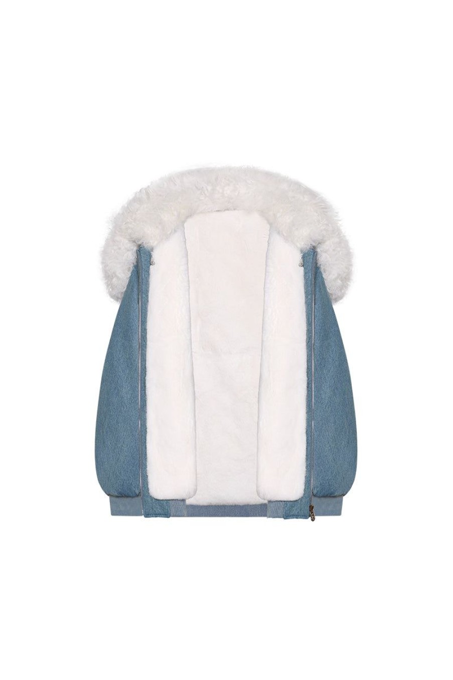 OZLANA Classic & Designer Parkas | Blue Denim Parka